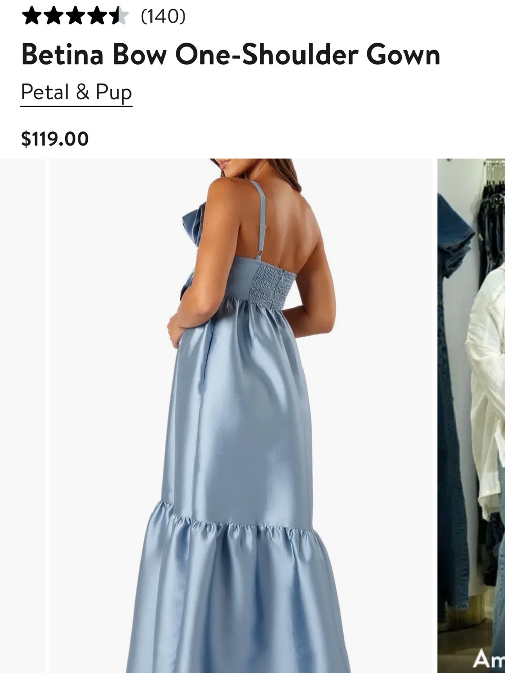 Petal & Pup Light Blue One-Shoulder Bow Gown - Picture 2 of 3